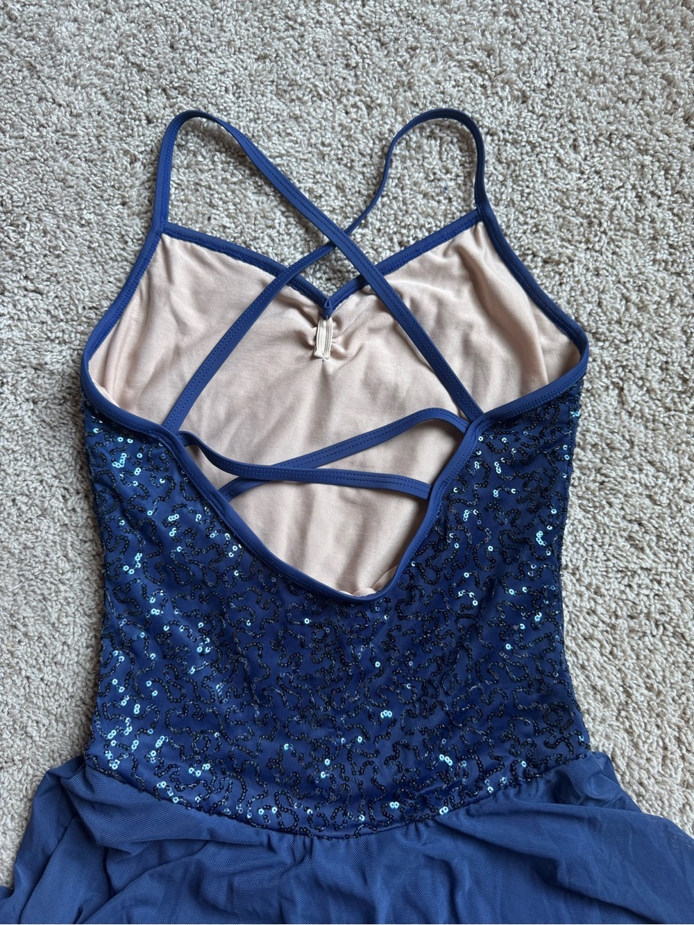 Balera Navy Sequin Dance Maxi Mesh Dress S/M - Picture 8 of 9